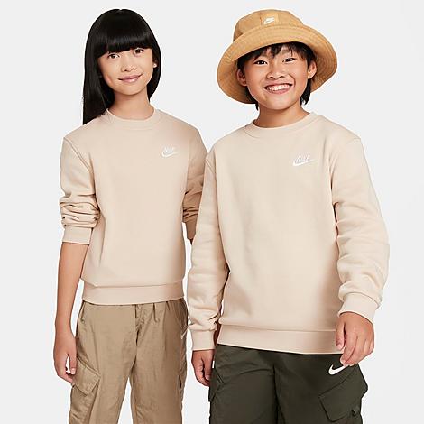 Nike Kids Sportswear Club Fleece Sweatshirt in Sanddrift/White Size: Small