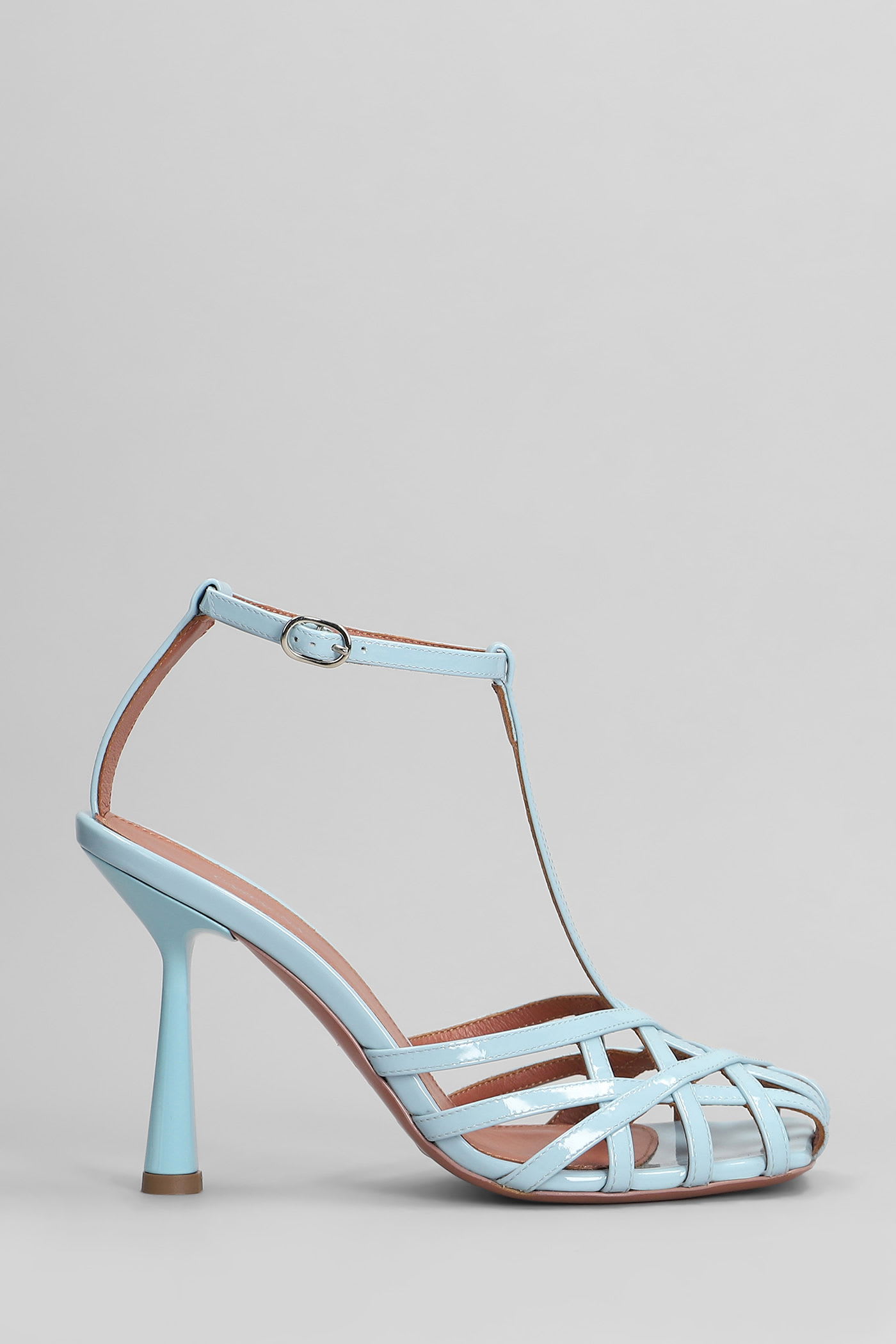 Aldo Castagna Lidia Sandals In Cyan Patent Leather