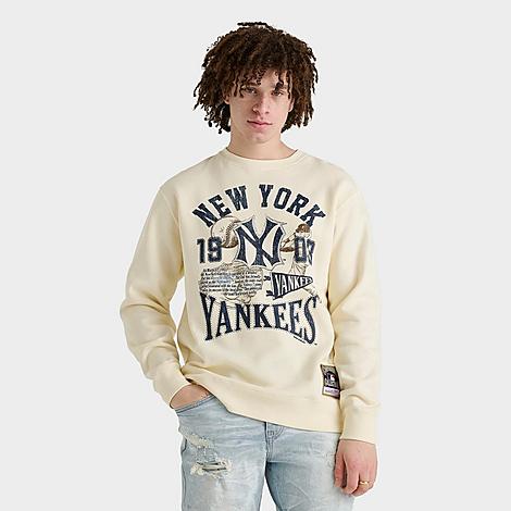 Mitchell & Ness Men's New York Yankees MLB Heritage Slugger Crewneck Sweatshirt in Cream Size: Small