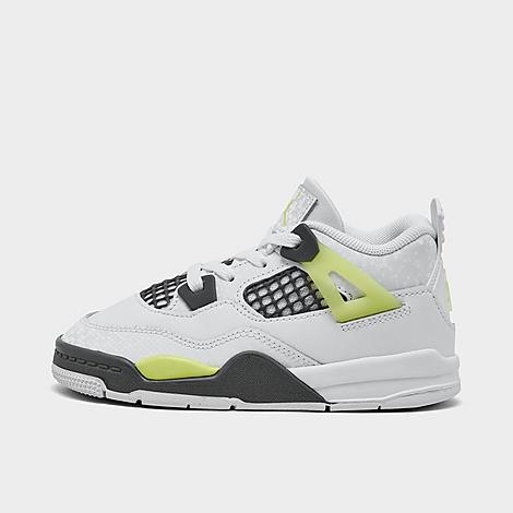 Jordan Kids Toddler Air Retro 4 Basketball Shoes in WHITE/LT LEMON TWIST Size: 4.0