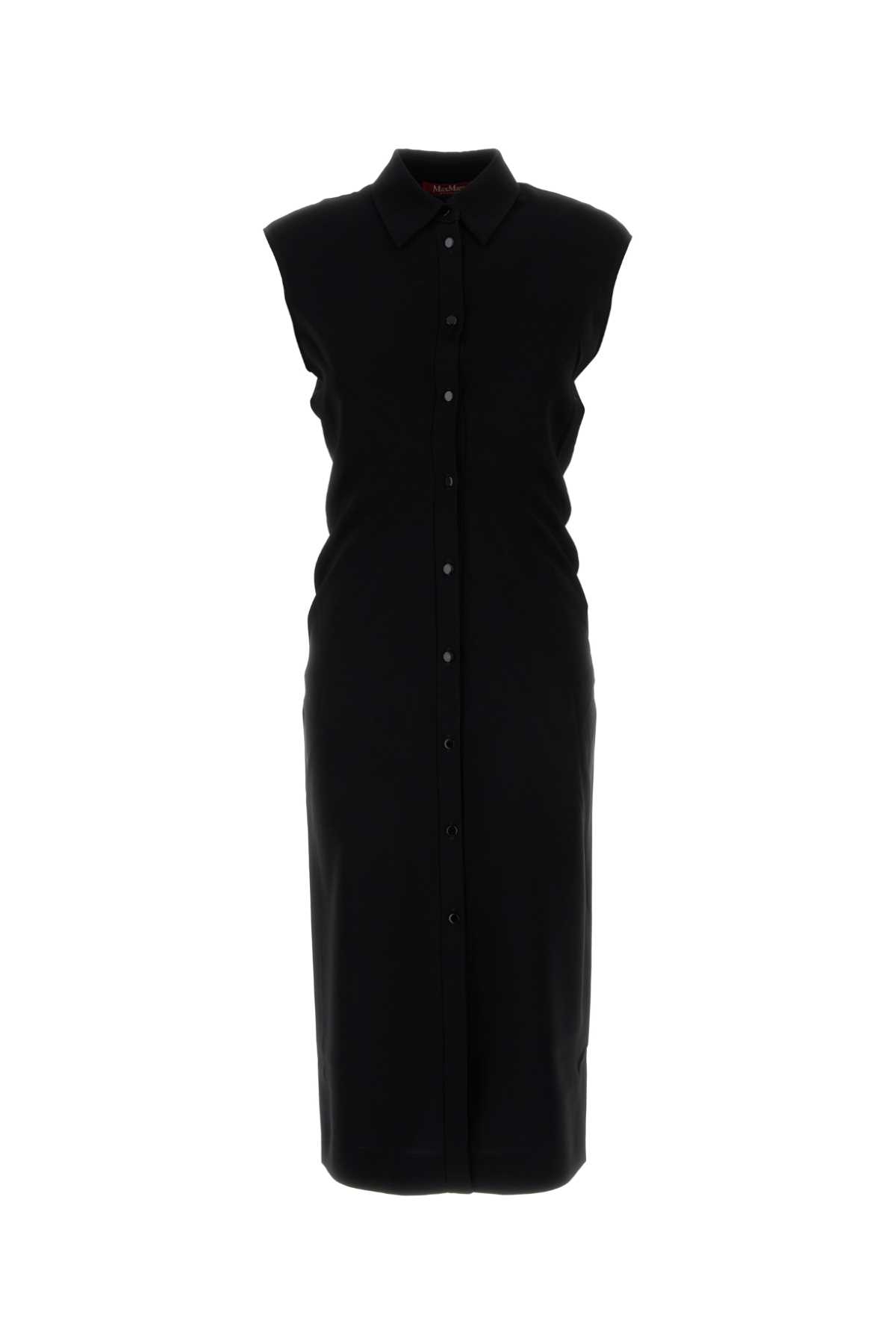 Max Mara Studio Black Crepe Sughero Shirt Dress