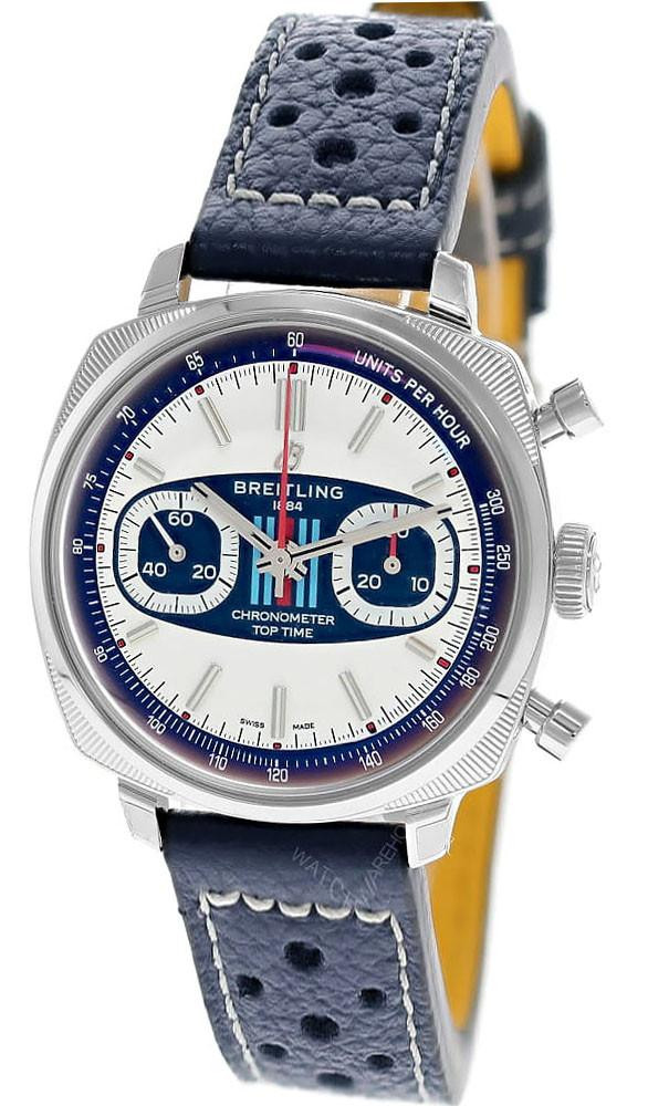 BREITLING Top Time B01 Racing Automatic 38MM Blue Dial Leather Men's Watch AB01772A1G1X1