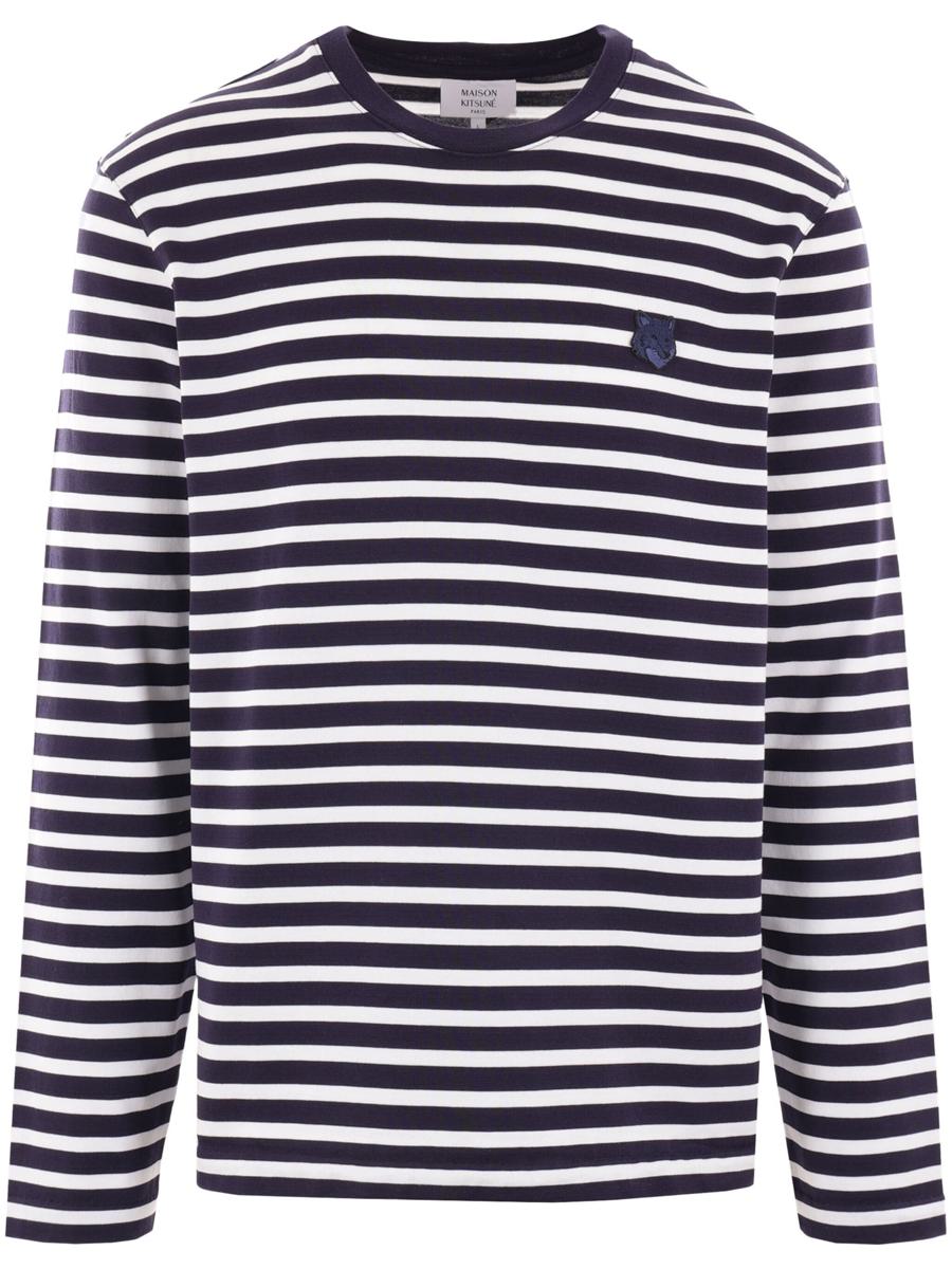 Maison Kitsuné Bold Fox Head Patch Regular Marin T-Shirt-Shirt Clothing