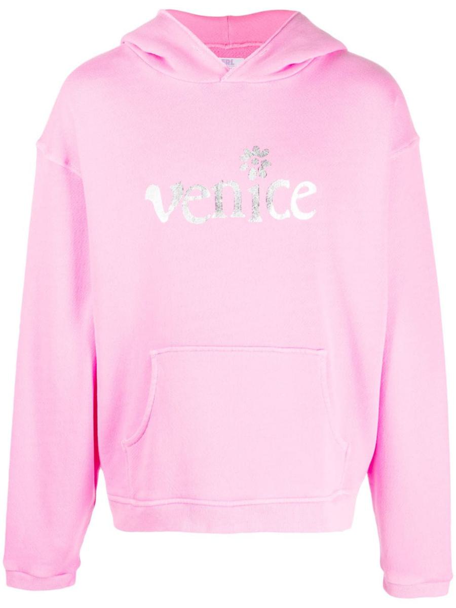 Erl Unisex Silver Printed Venice Hoodie Knit Clothing