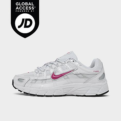 Nike Big Kids P-6000 Casual Shoes in White/Sweet Beet Size: 3.5