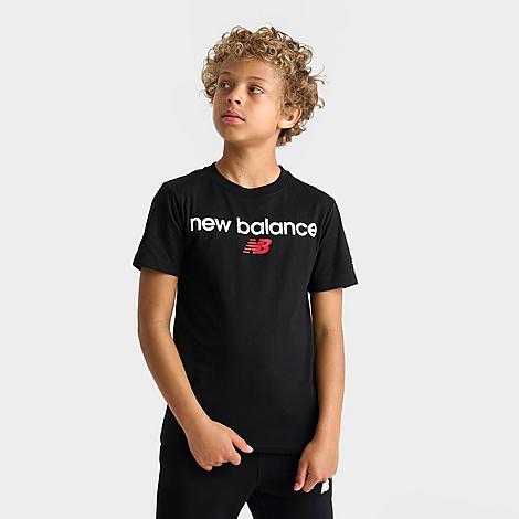 New Balance Kids Linear Back Logo T-Shirt in Black Size: Small