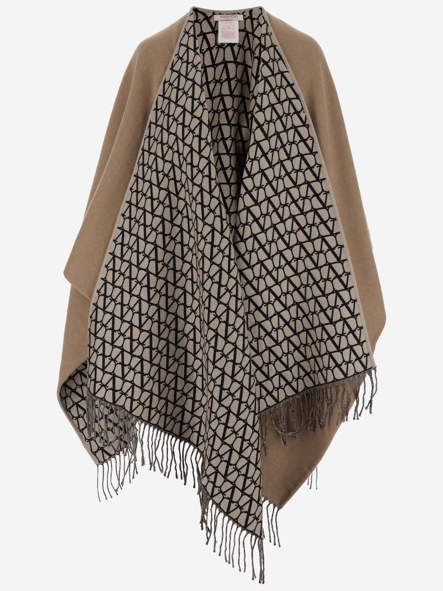 Valentino Wool Blend Iconographe Toile Poncho