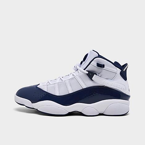 Jordan Men's Air 6 Rings Basketball Shoes in White/Neutral Grey/Midnight Navy Size: 7.5