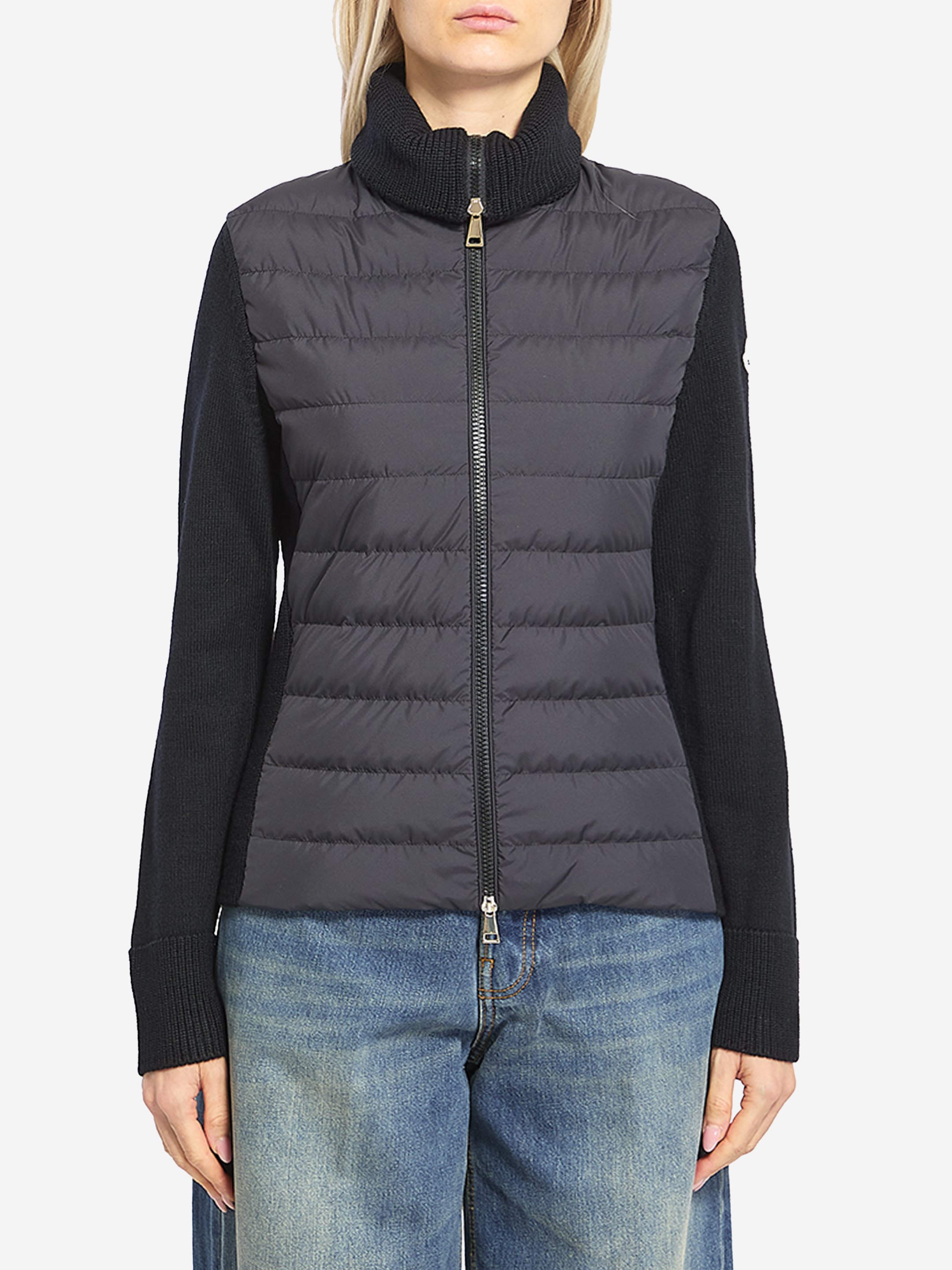Padded cardigan with high collar