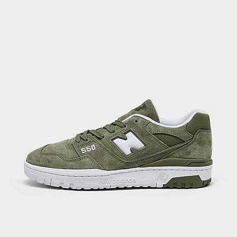New Balance Men's 550 Suede Casual Shoes in Dark Olivine/White Size: 7.5