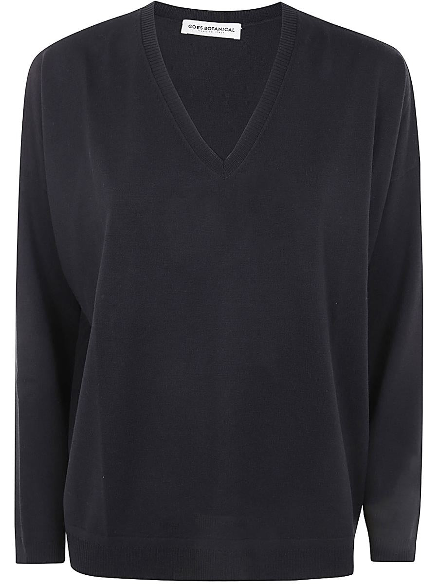 Goes Botanical Logn Sleeves Merinos Extrafine Super 140`S Over Vneck Sweater Clothing