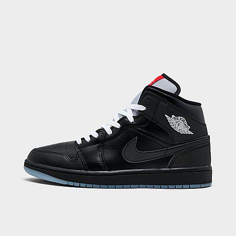 Jordan Men's Air Retro 1 Mid SE Casual Shoes in Black/Silver Metallic/University Red Size: 8.0