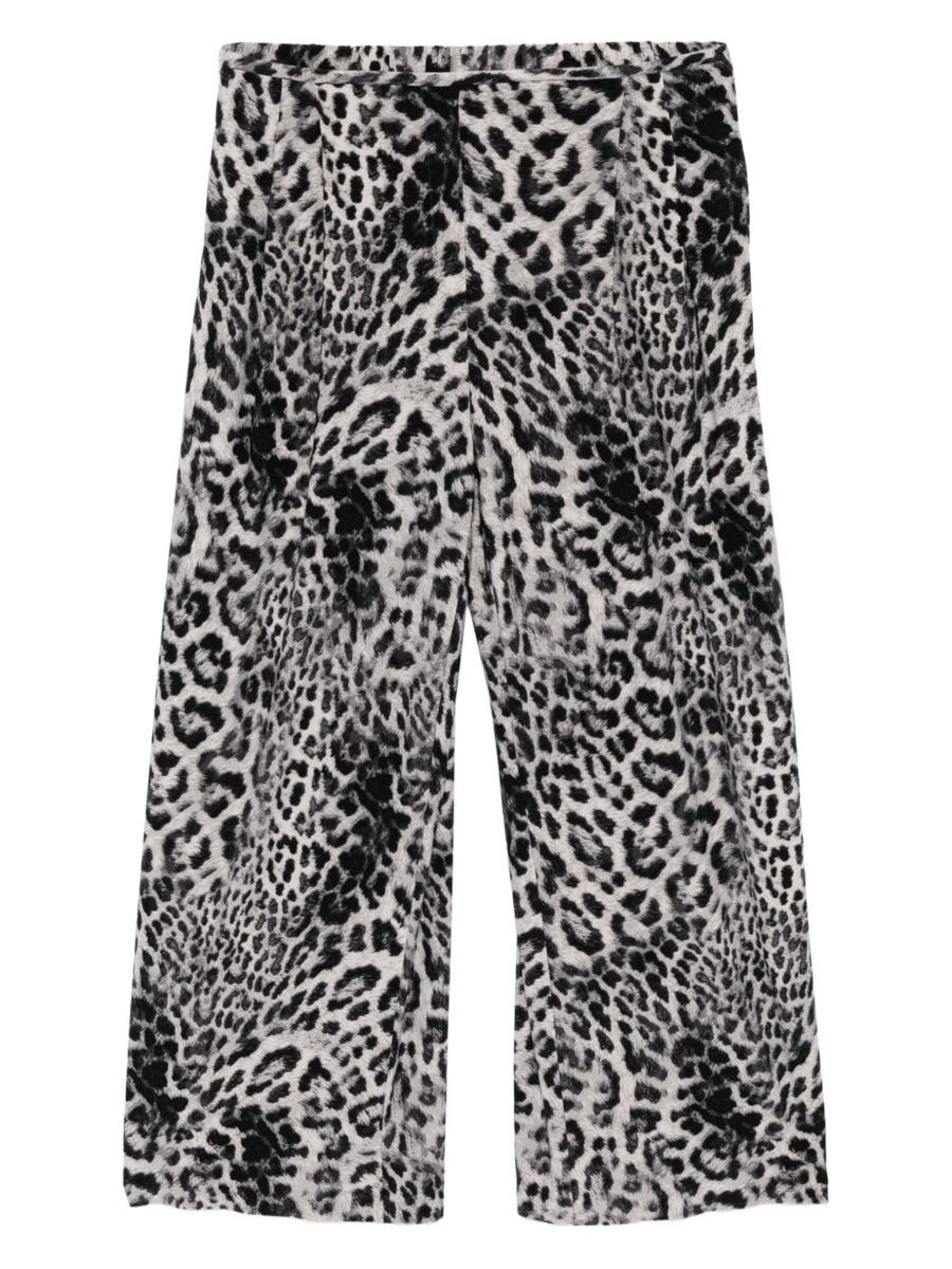 Norma Kamali Leopard Print Wide Leg Trousers
