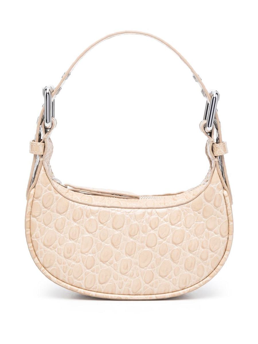 By Far Mini Soho Croco Embossed Leather Shoulder Bag