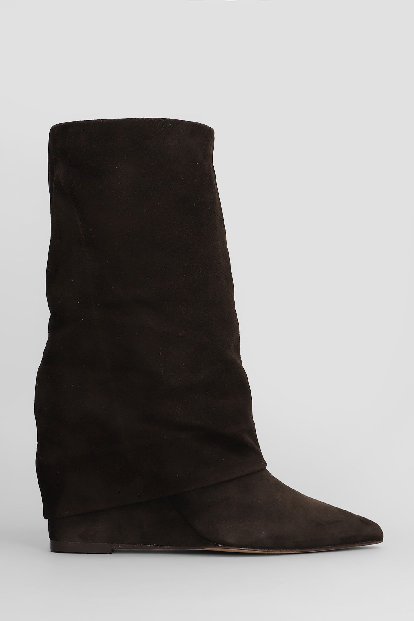 The Seller High Heels Ankle Boots In Dark Brown Suede