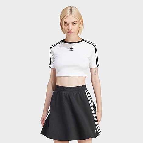 adidas Women's Originals adicolor 3-Stripes Baby T-Shirt in White Size: Small