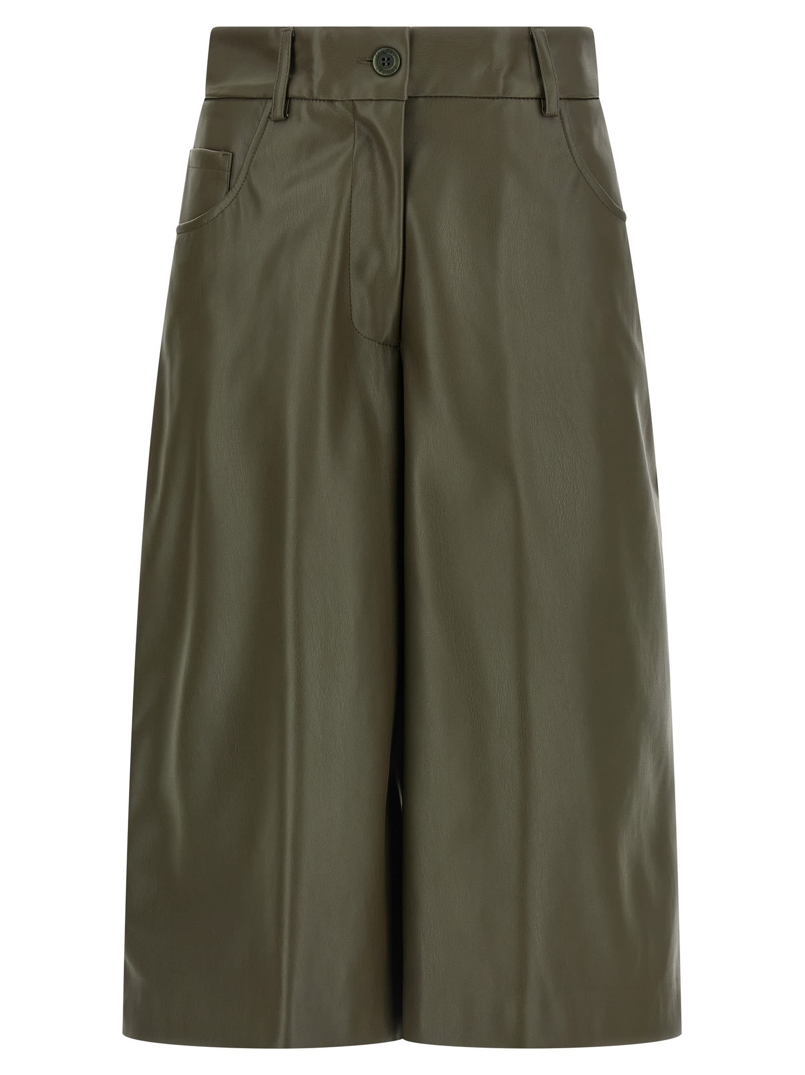 (nude) Leather-effect Bermuda Shorts