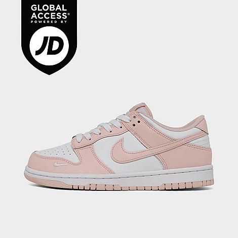 Nike Big Kids Dunk Low Casual Shoes in White/Washed Coral Size: 4