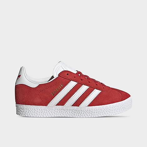 adidas Little Kids Originals Gazelle Casual Shoes in Better Scarlet/White/Gold Metallic Size: 11.0