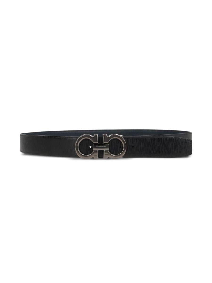 Salvatore Ferragamo Semi-Matt Grained Leather Reversible Gancini Belt Accessories