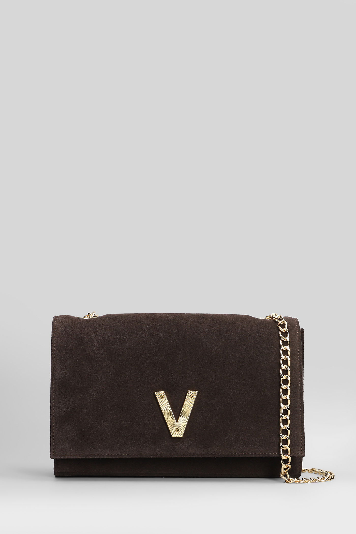 Via Roma 15 Shoulder Bag In Dark Brown Suede