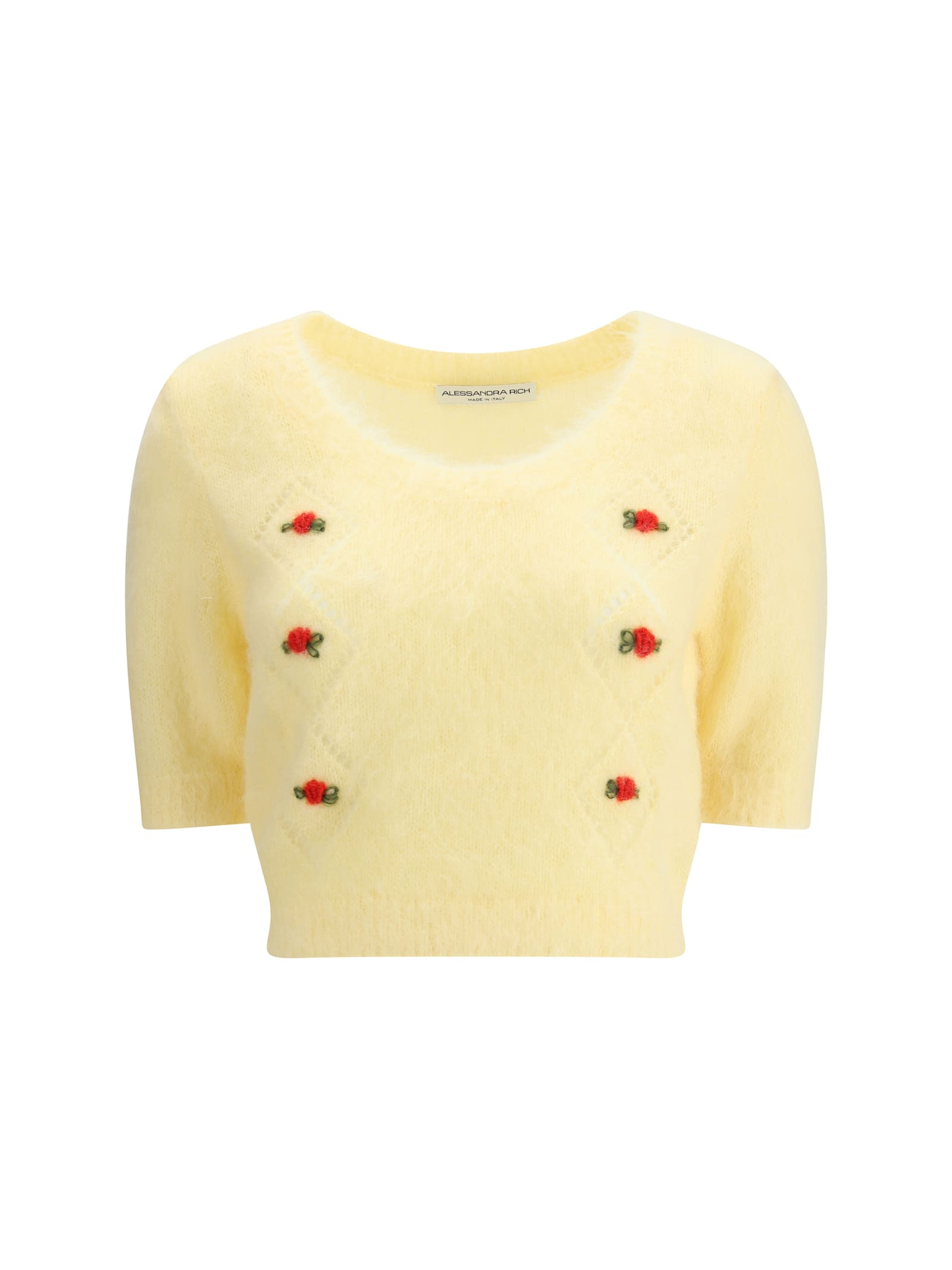 Alessandra Rich Short Sleeve Mohair Sweater