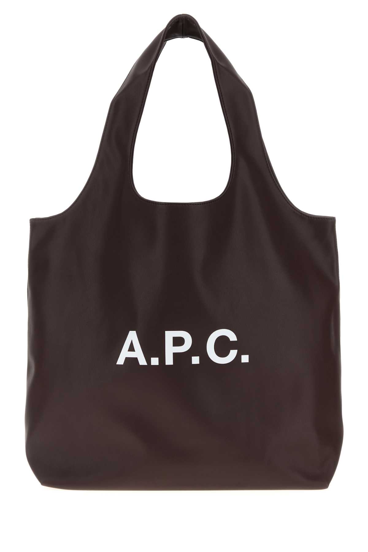 A. P.C. Dark Brown Synthetic Leather Ninon Shopping Bag