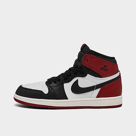 Jordan Little Kids Air Retro 1 High OG Casual Shoes in White/Varsity Red/Sail Size: 1.5