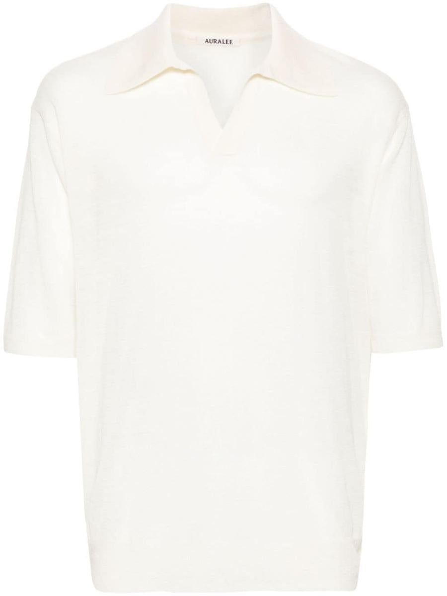 Auralee Wool And Silk Blend Polo Shirt