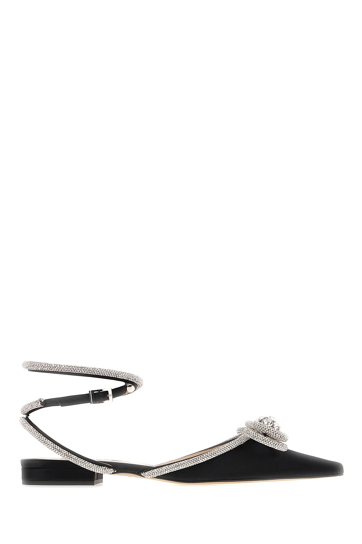 Mach & Mach Black Satin Double Bow Ballerinas
