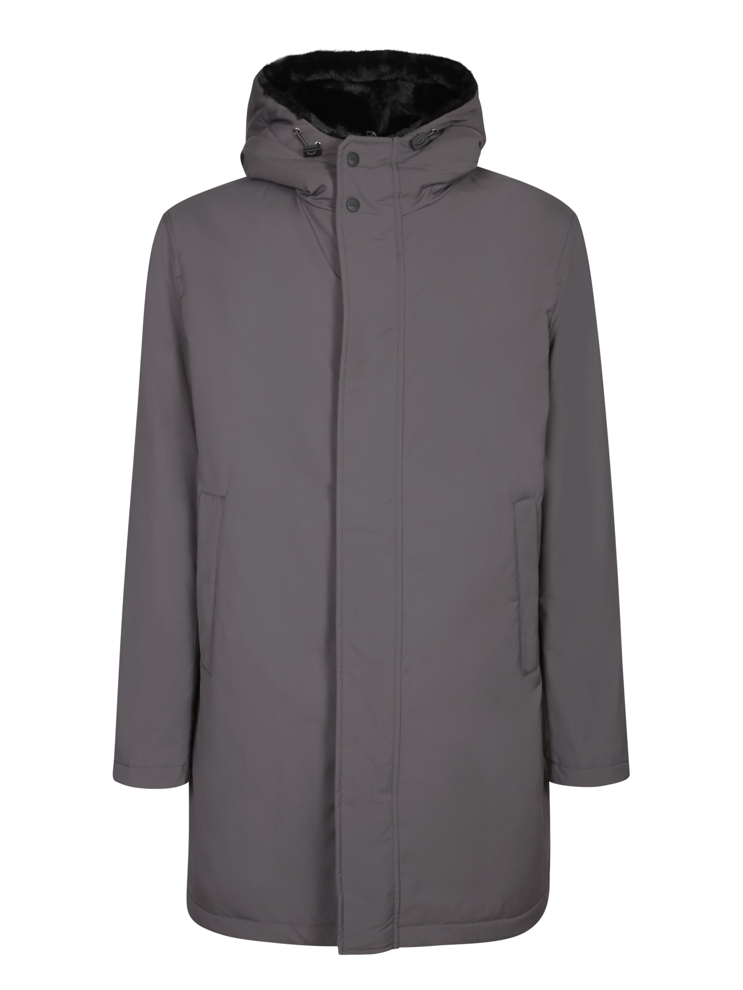 Herno Gray Faux Fur Three-quarter Coat
