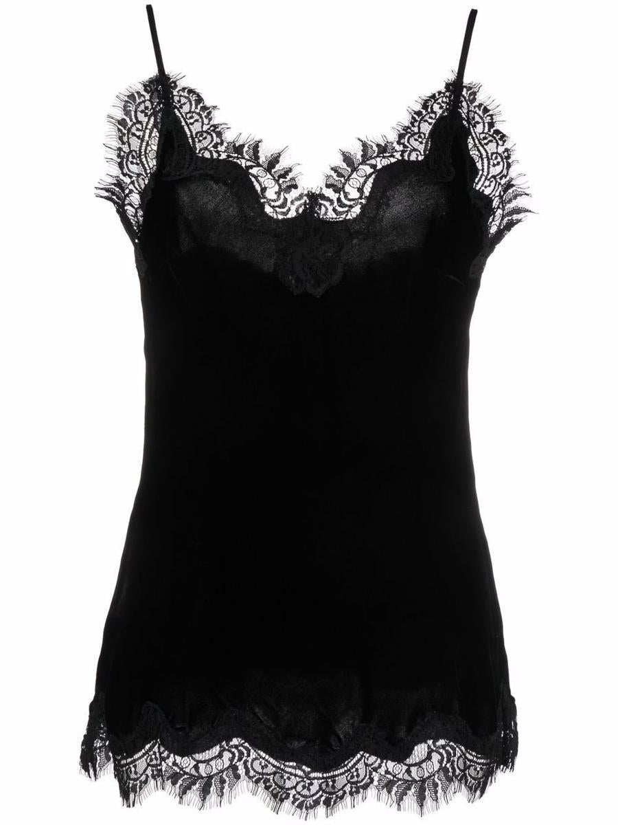 Gold Hawk Lace-Trim Sleeveless Top