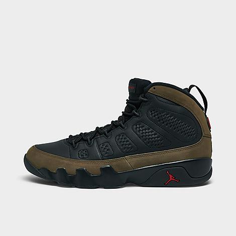 Jordan Men's Air Retro 9 Basketball Shoes in Black/Light Olive/True Red Size: 6.0