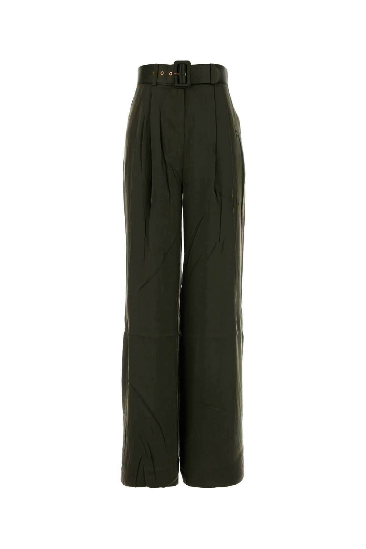 Zimmermann Olive Green Silk Palazzo Pant