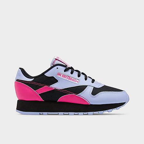 Reebok Women's Classic Leather Casual Shoes in Lilac Glow/Proud Pink/Core Black Size: 6.5