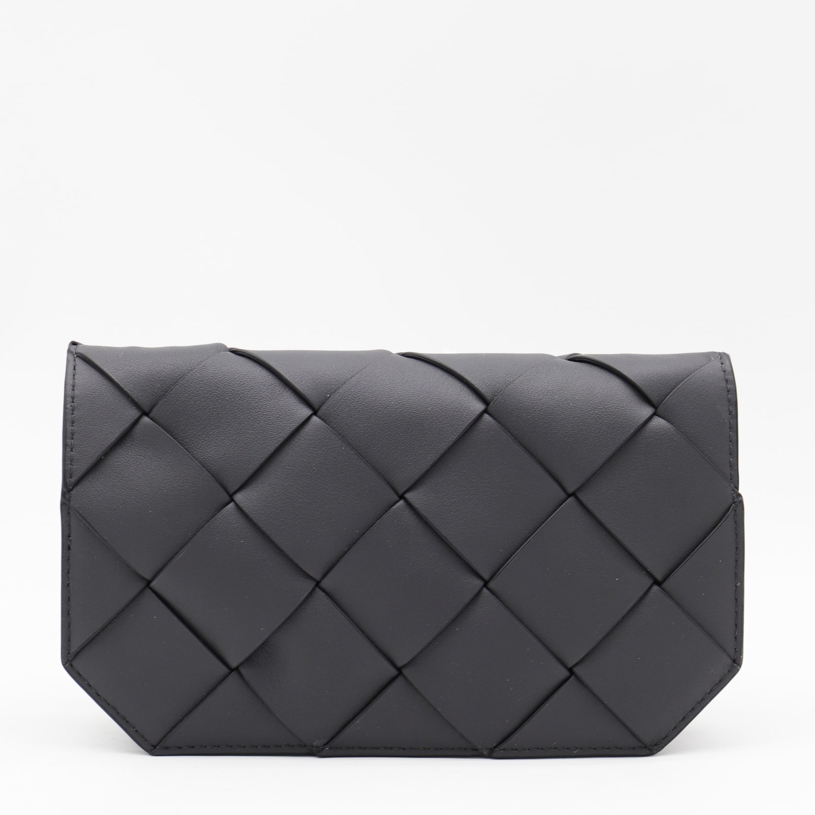Bottega Veneta Dark Grey Leather Diago Pouch