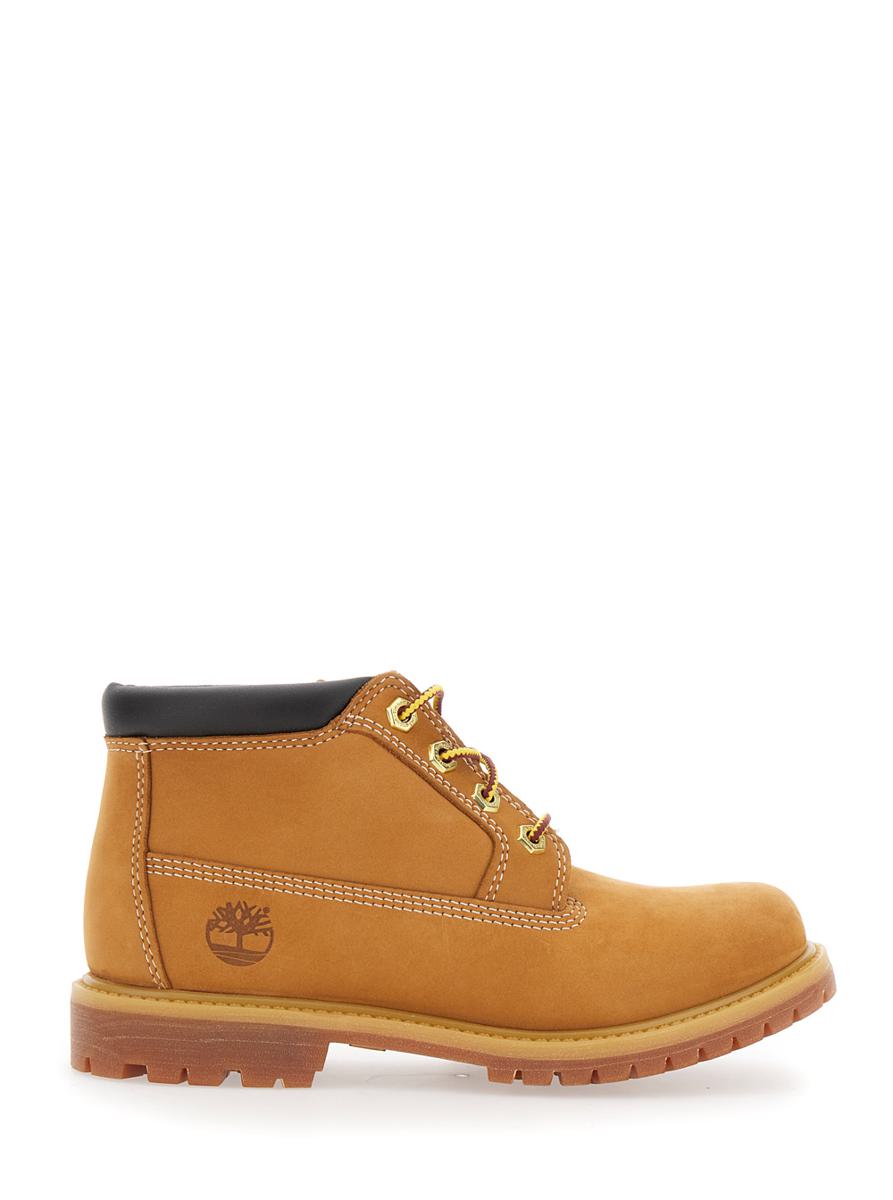 'Nellie Mid Chukka' Beige Ankle Boots With Embossed Logo On The Side And Padded Rear In Leather Woman