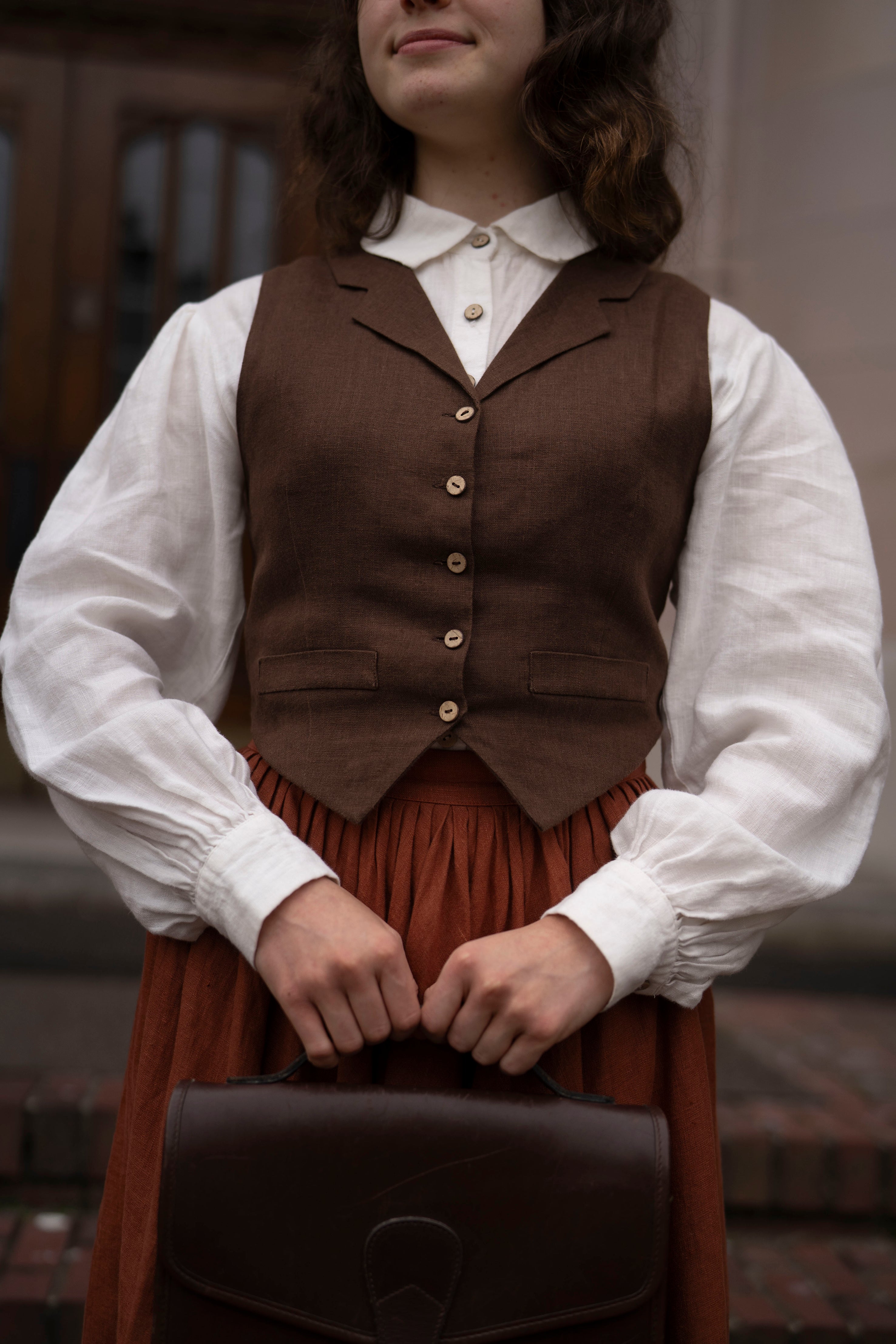Jo Vest in One Color | Linen vest