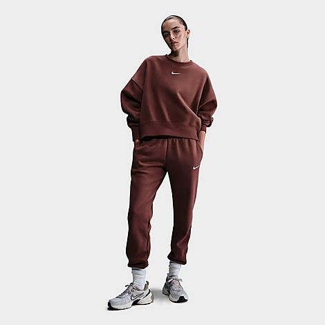 Nike Women's Sportswear Phoenix Fleece Mid-Rise Jogger Sweatpants in RED SEPIA/SAIL Size: XS