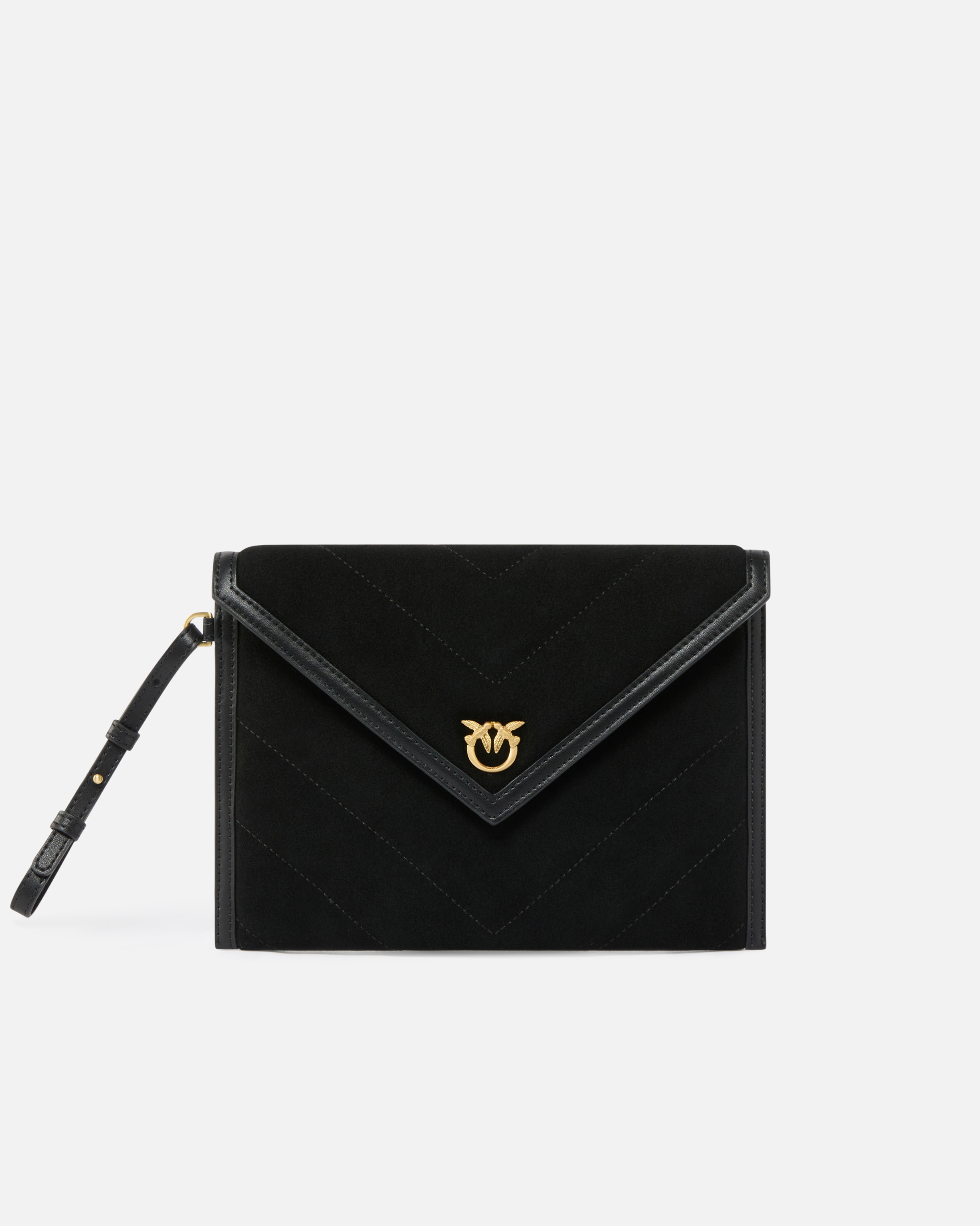 Pinko, Pochette en daim avec logo Love Birds, Z99v, U