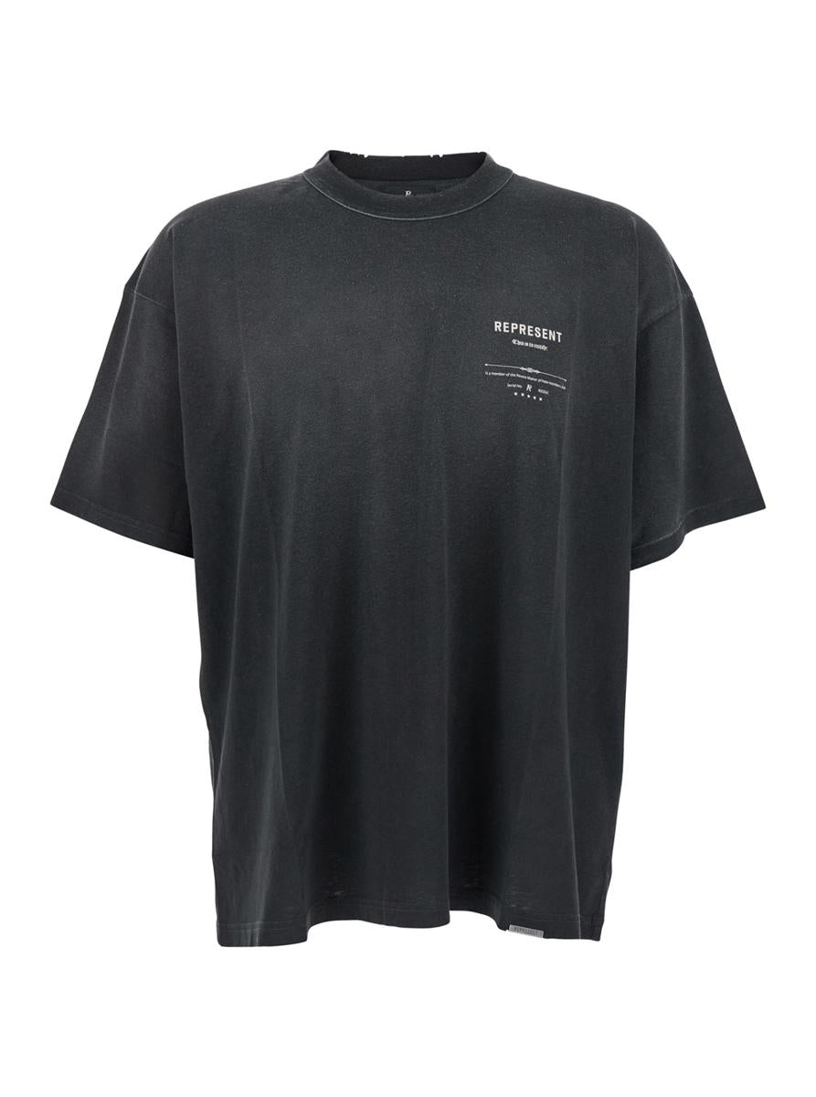 'Revere Manor' Black T-Shirt With Logo Lettering On The Front And Maxi Print On The Rear In Cotton Jersey Man