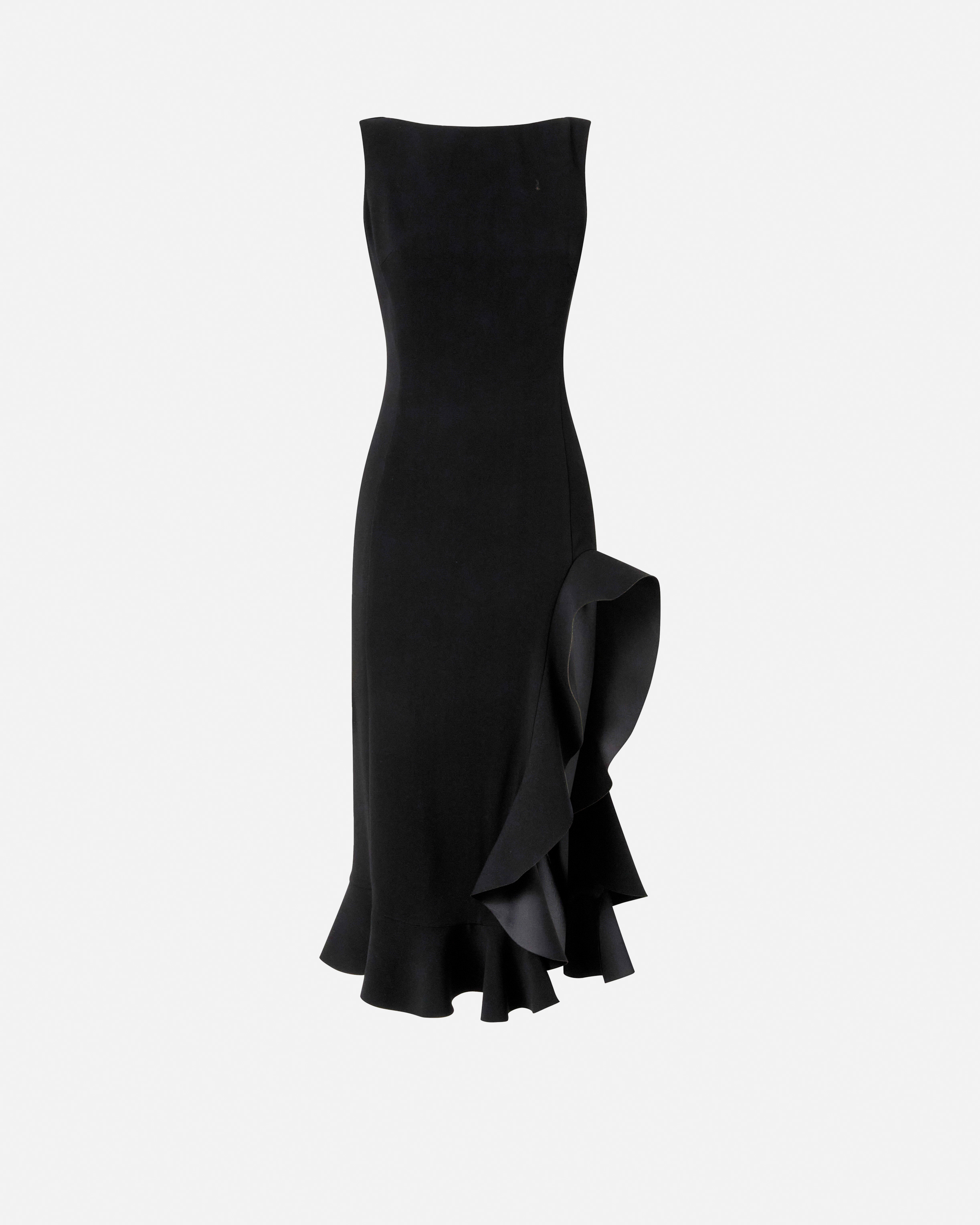 Pinko, Robe ajustée à volant, Noir limousine, 38