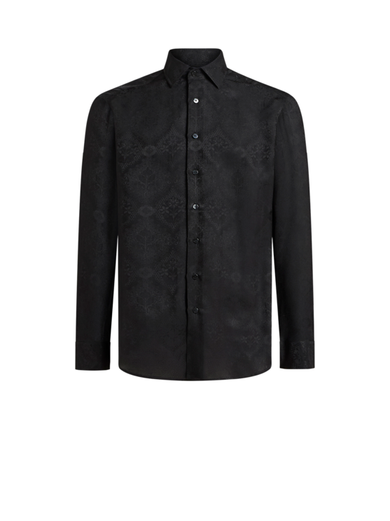 Etro, Chemise Roma À Motif Jacquard Fleuri, Homme, Noir, Taille 40