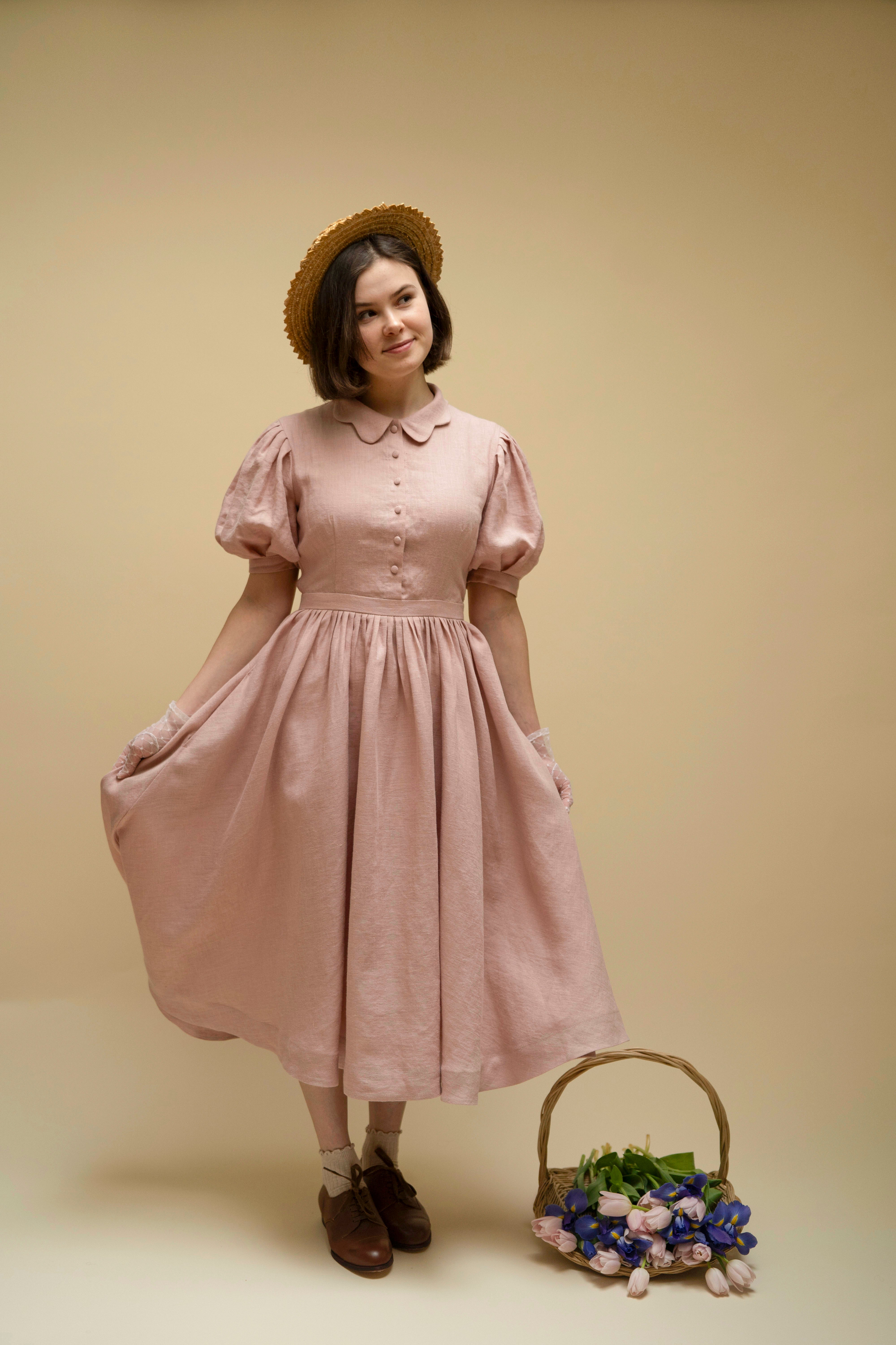 Beth Dress with short sleeves | Linen dress