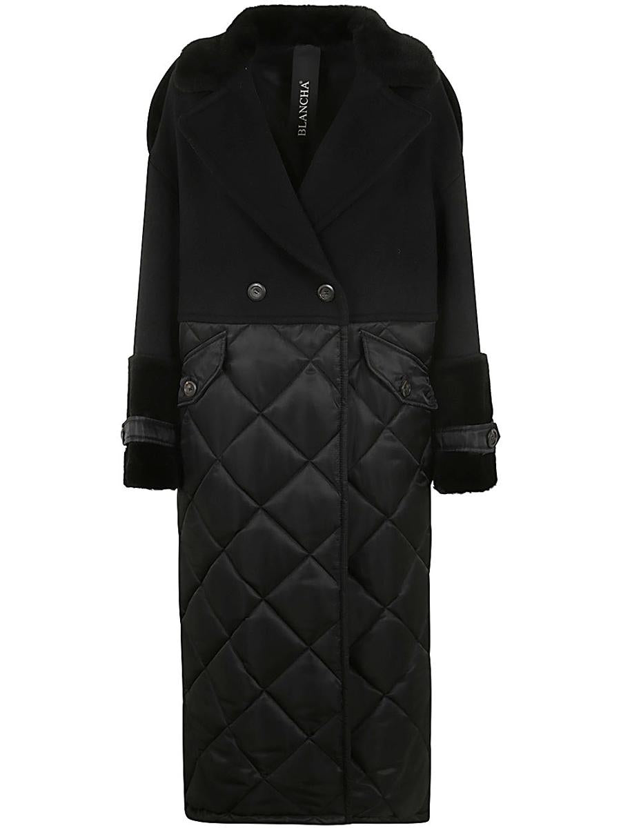 Blancha Wool Fabric, Nylon Fabric And Shearling Coat Clothing