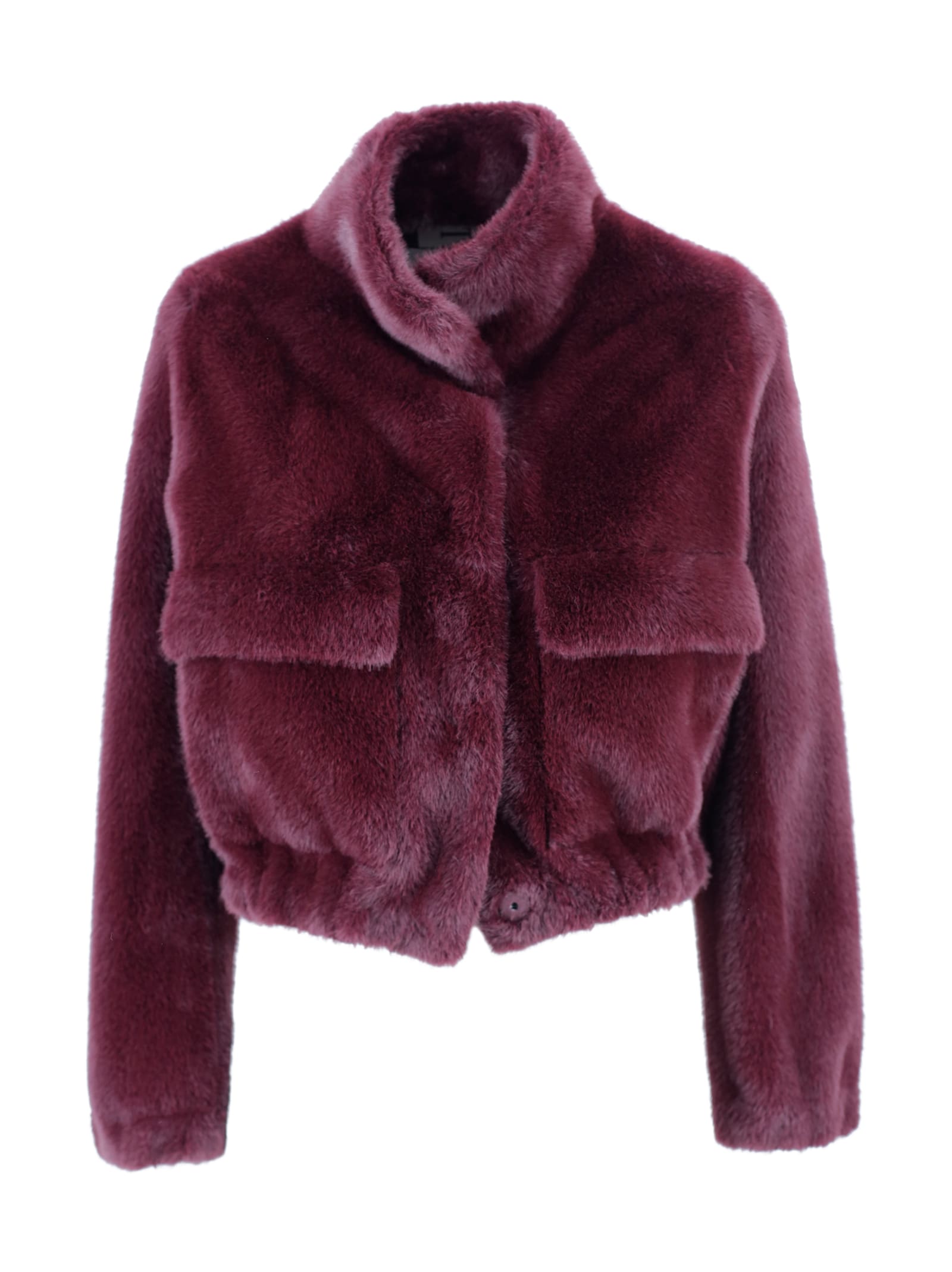 Valentini 1972 Faux Fur Jacket With High Collar.