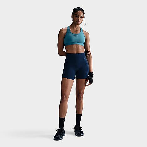Nike Women's Swoosh Medium Support Sports Bra in SMOKEY BLUE/WHITE Size: XS