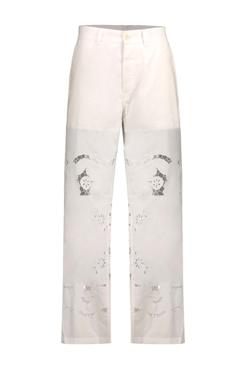 Marine Serre Wide Leg Pant In Regenerated Household Linen Clothing
