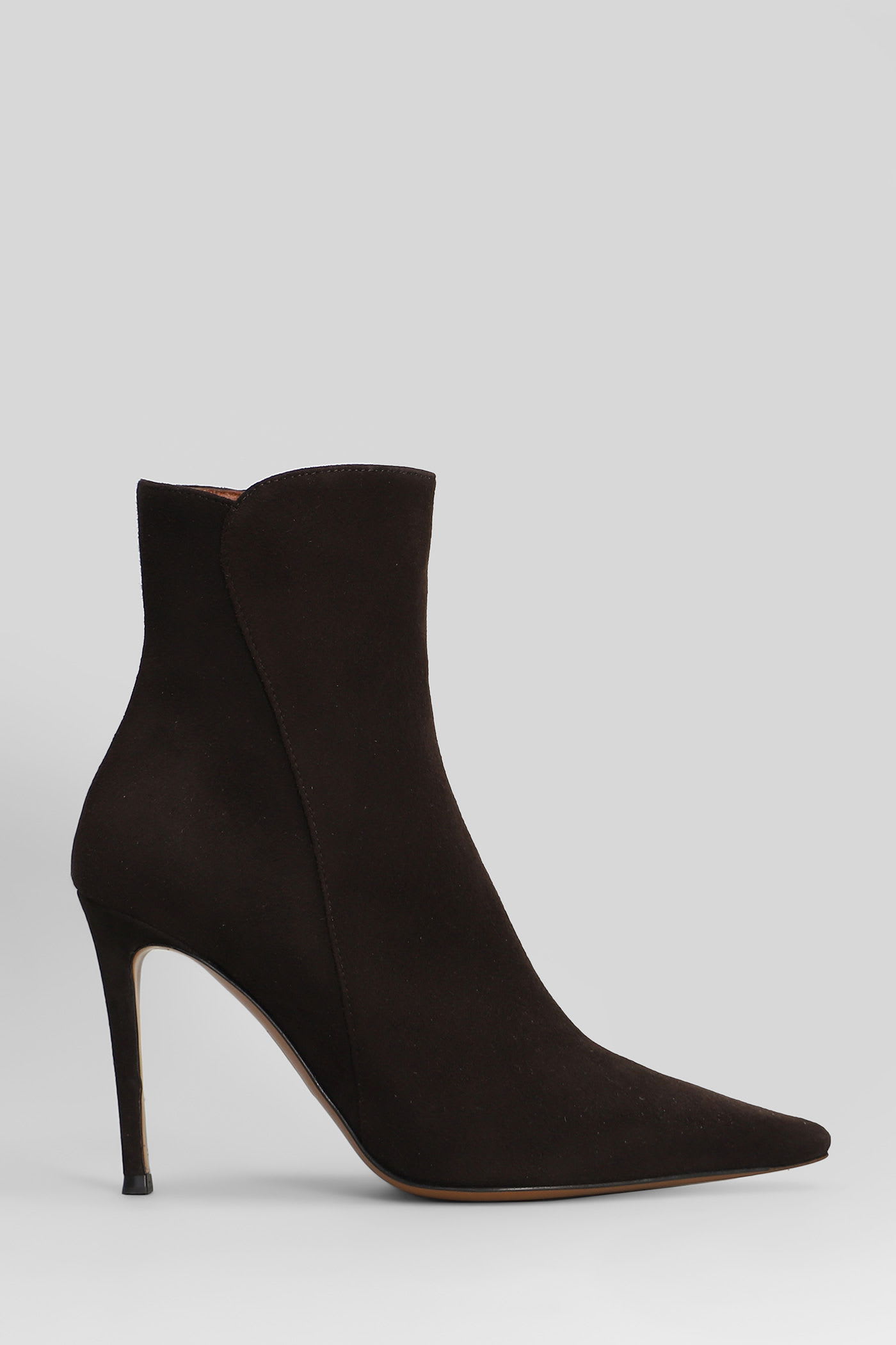 Roberto Festa Elda High Heels Ankle Boots In Dark Brown Suede