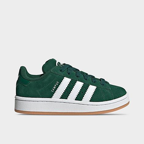 adidas Little Kids Originals Campus 00s Stretch Lace Casual Shoes in Dark Green/White/Gum Size: 10.5